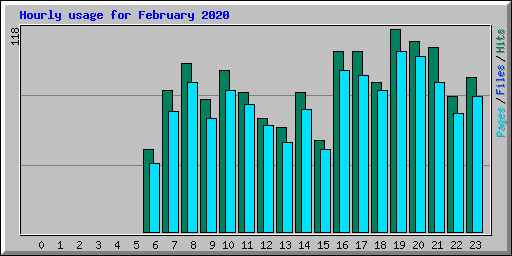 Hourly usage for February 2020