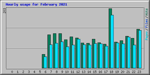 Hourly usage for February 2021