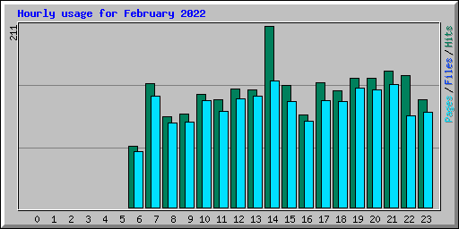 Hourly usage for February 2022
